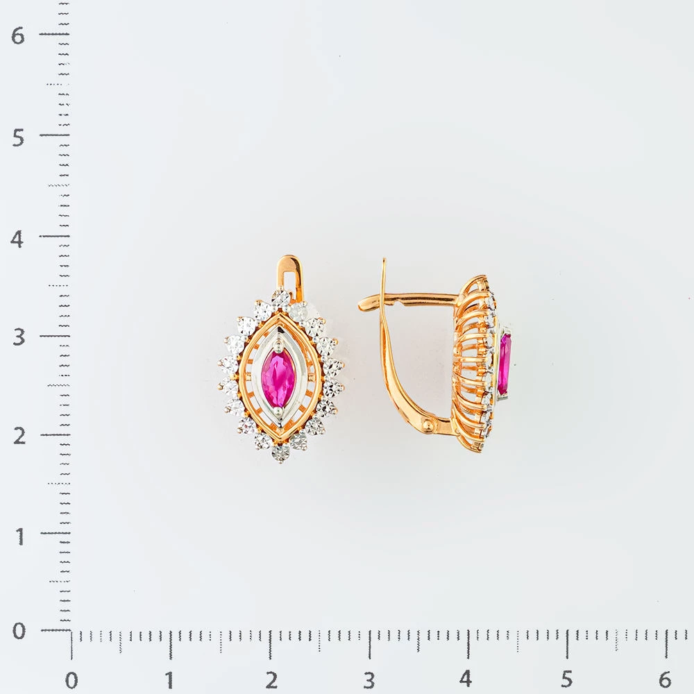 Серьги с рубином из красного золота 585 пробы