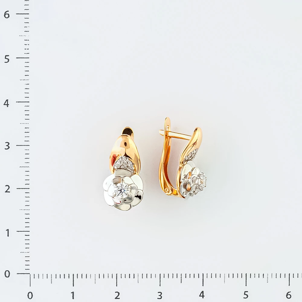 Серьги с фианитом из красного золота 585 пробы