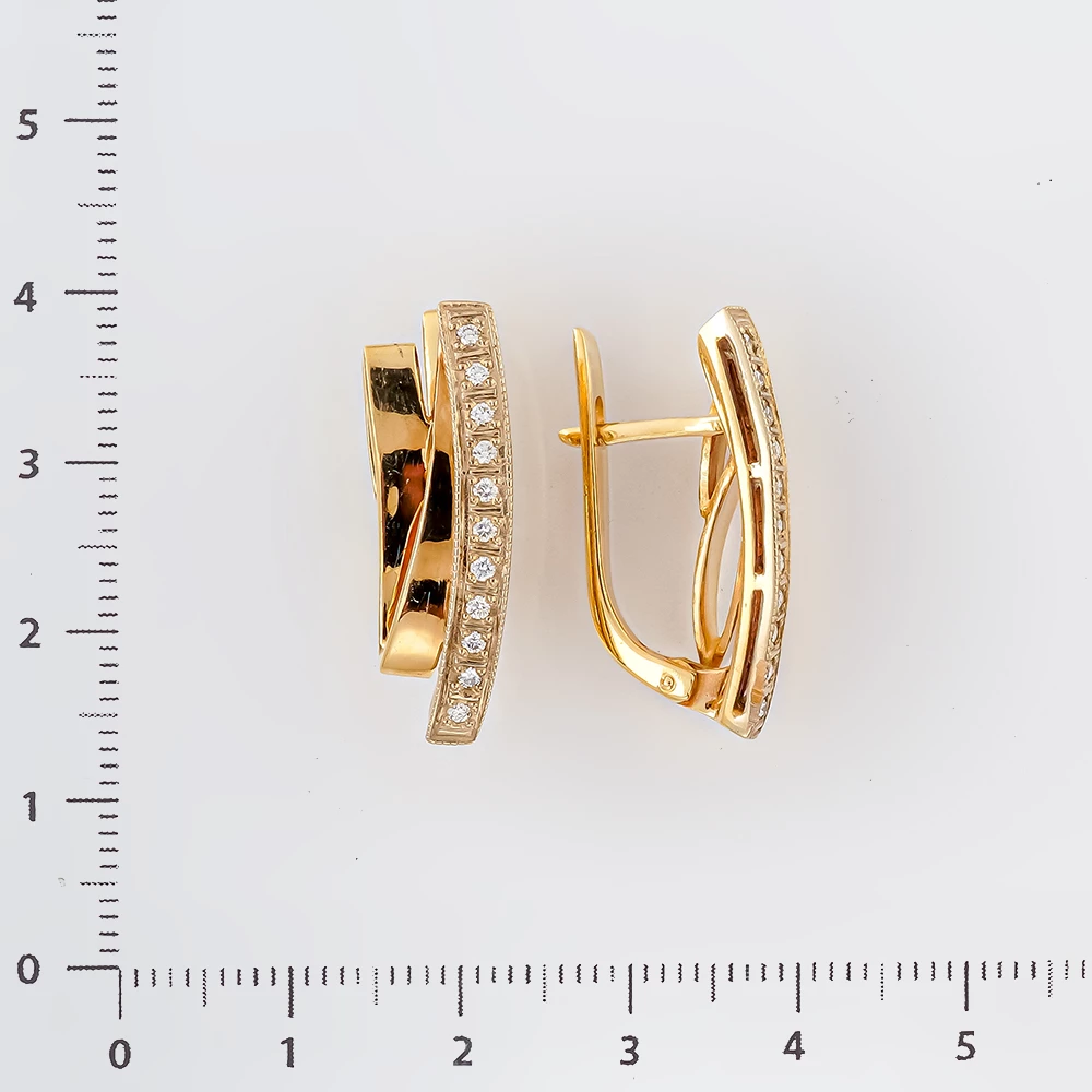 Серьги с бриллиантом из желтого золота 585 пробы