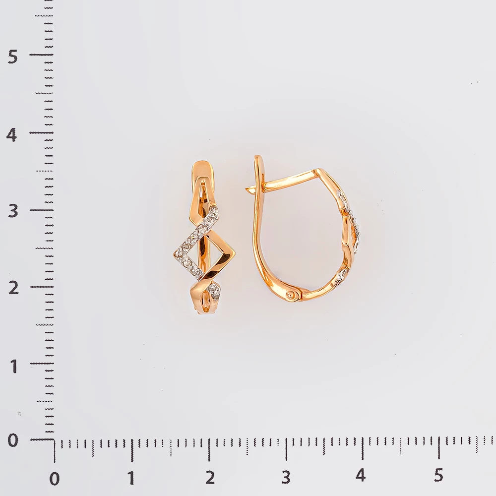 Серьги с бриллиантом из красного золота 585 пробы