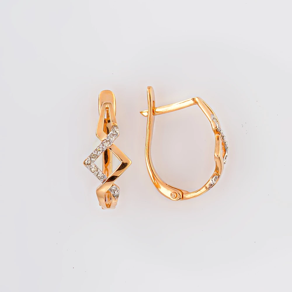 Серьги с бриллиантом из красного золота 585 пробы