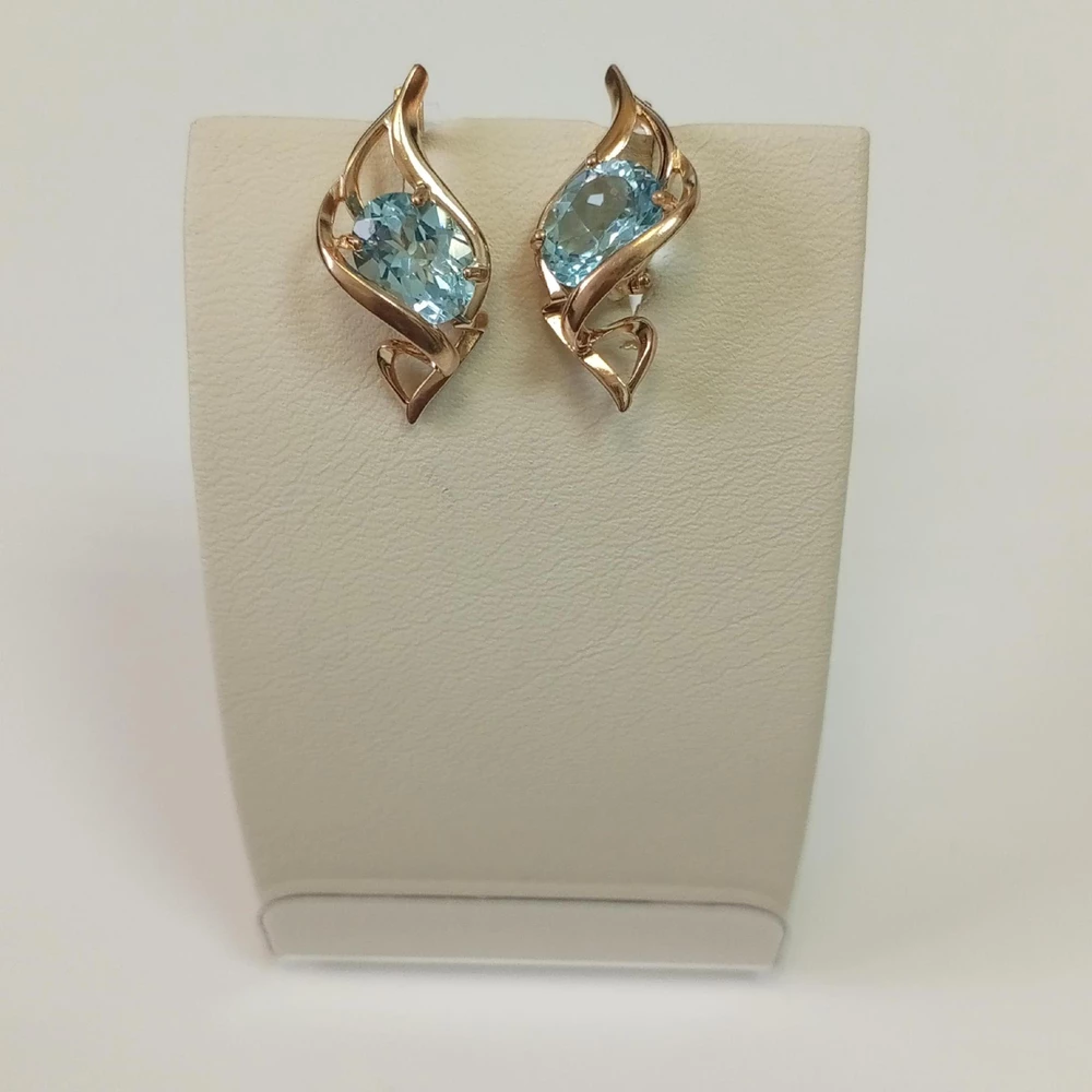 Серьги с топазом из красного золота 585 пробы