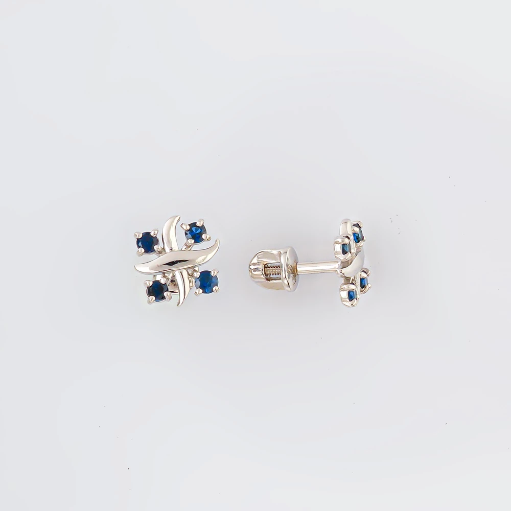 Серьги с сапфиром из белого золота 585 пробы