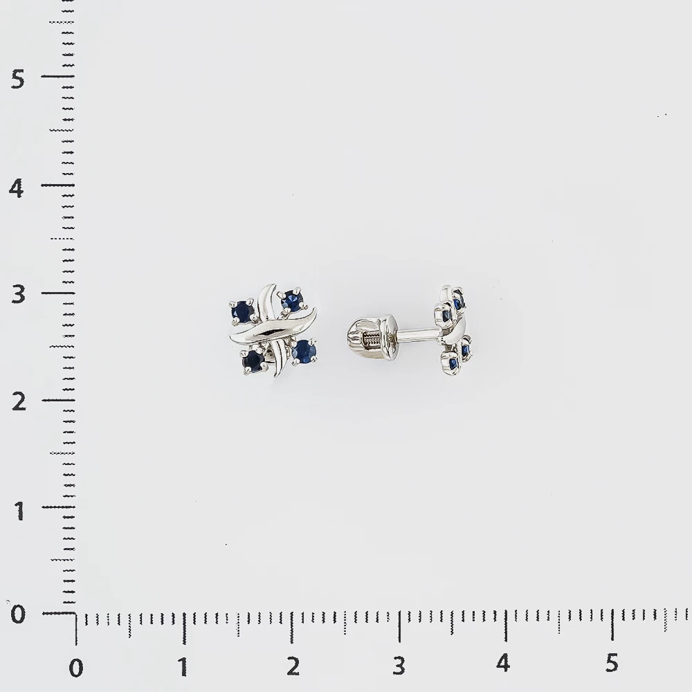 Серьги с сапфиром из белого золота 585 пробы