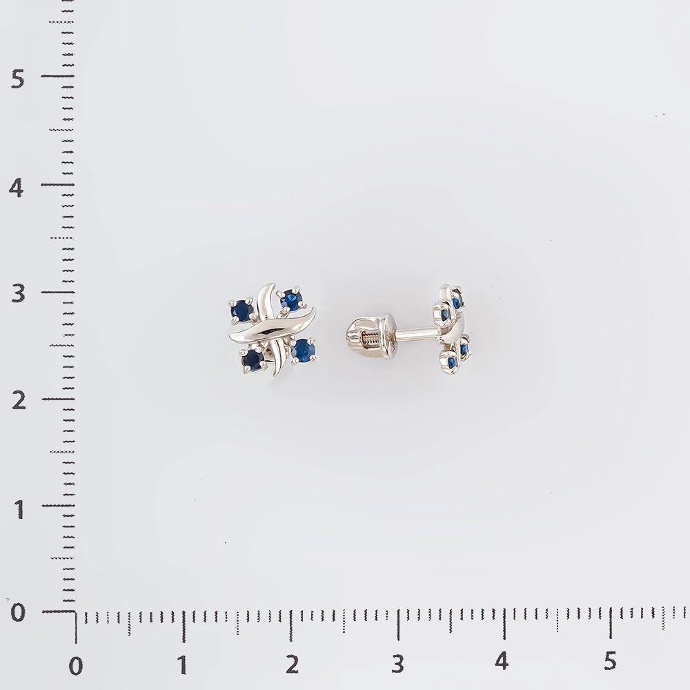 Серьги с сапфиром из белого золота 585 пробы