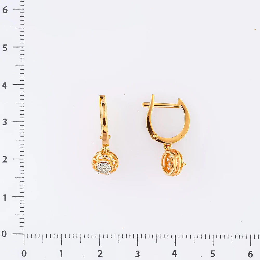 Серьги с бриллиантом из красного золота 585 пробы