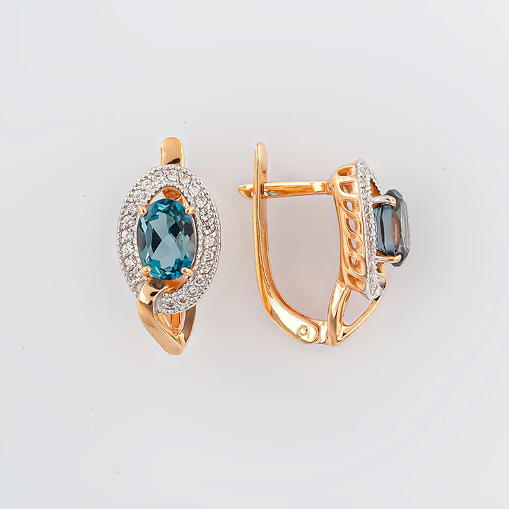 Серьги с топазом лондон из красного золота 585 пробы