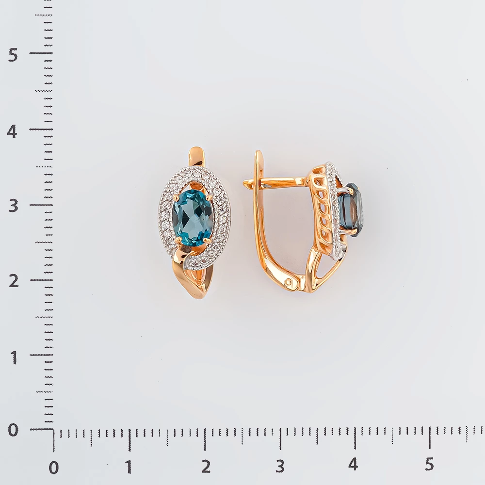 Серьги с топазом лондон из красного золота 585 пробы