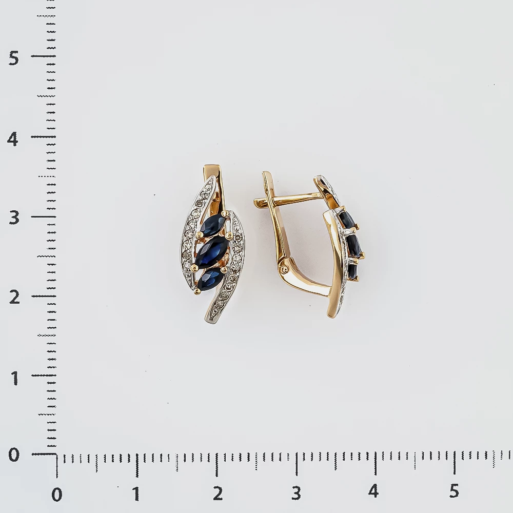 Серьги с сапфиром из красного золота 585 пробы