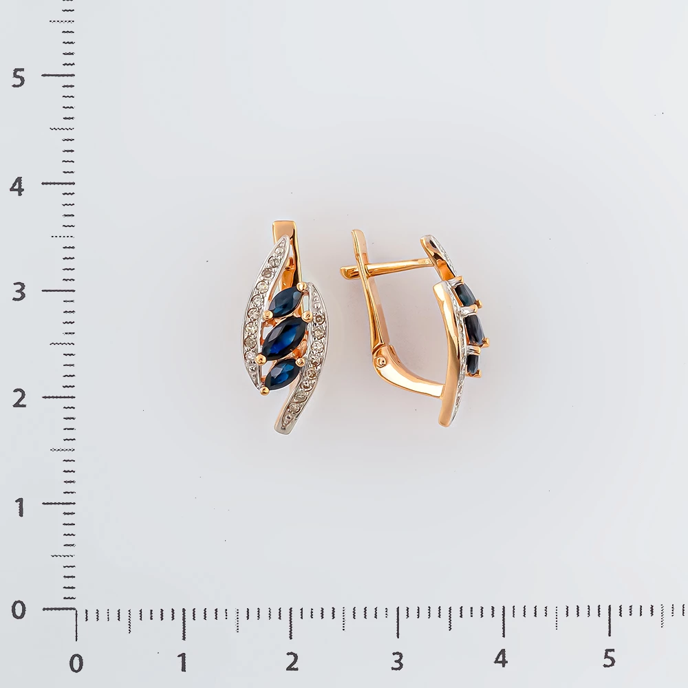 Серьги с сапфиром из красного золота 585 пробы
