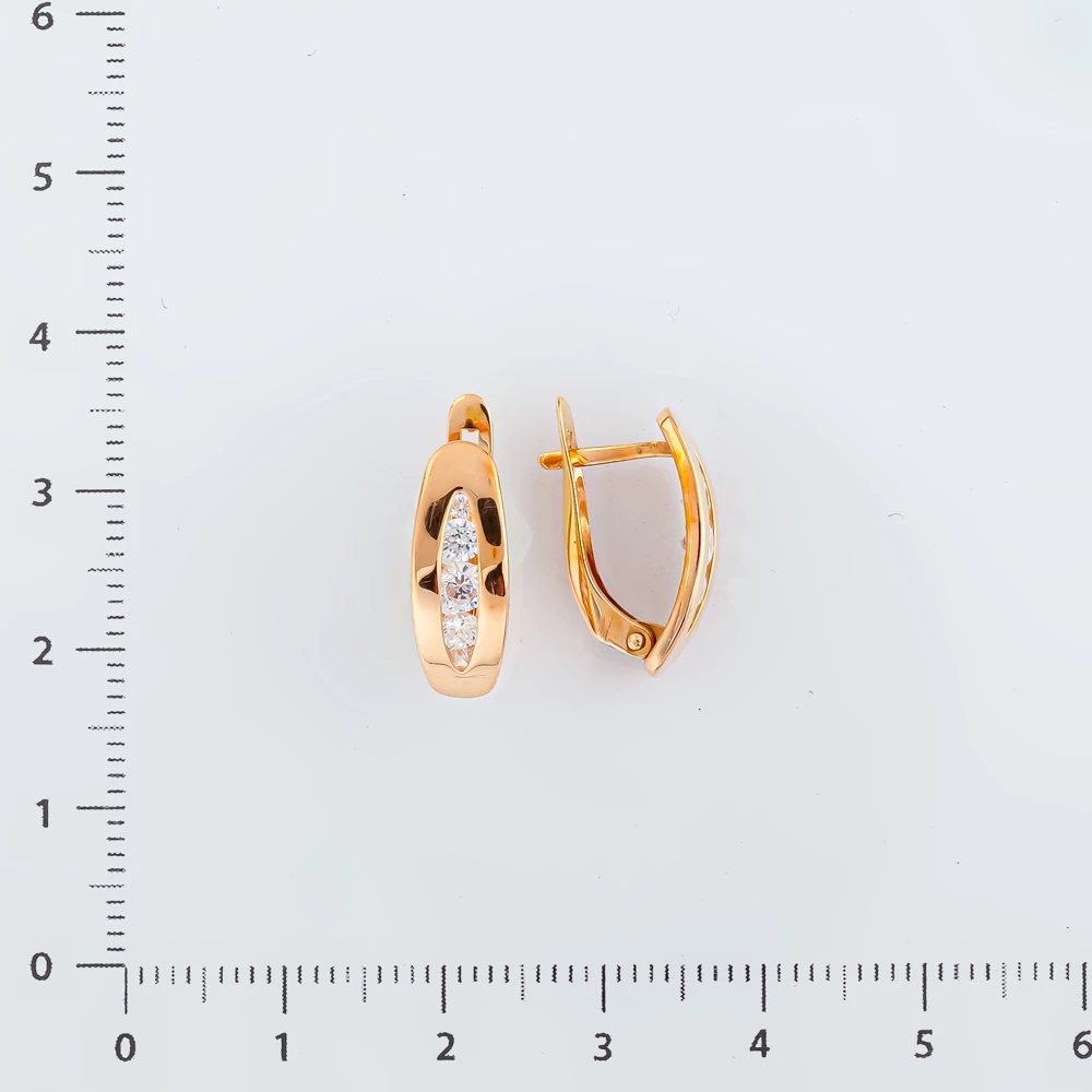 Серьги с фианитом из красного золота 585 пробы