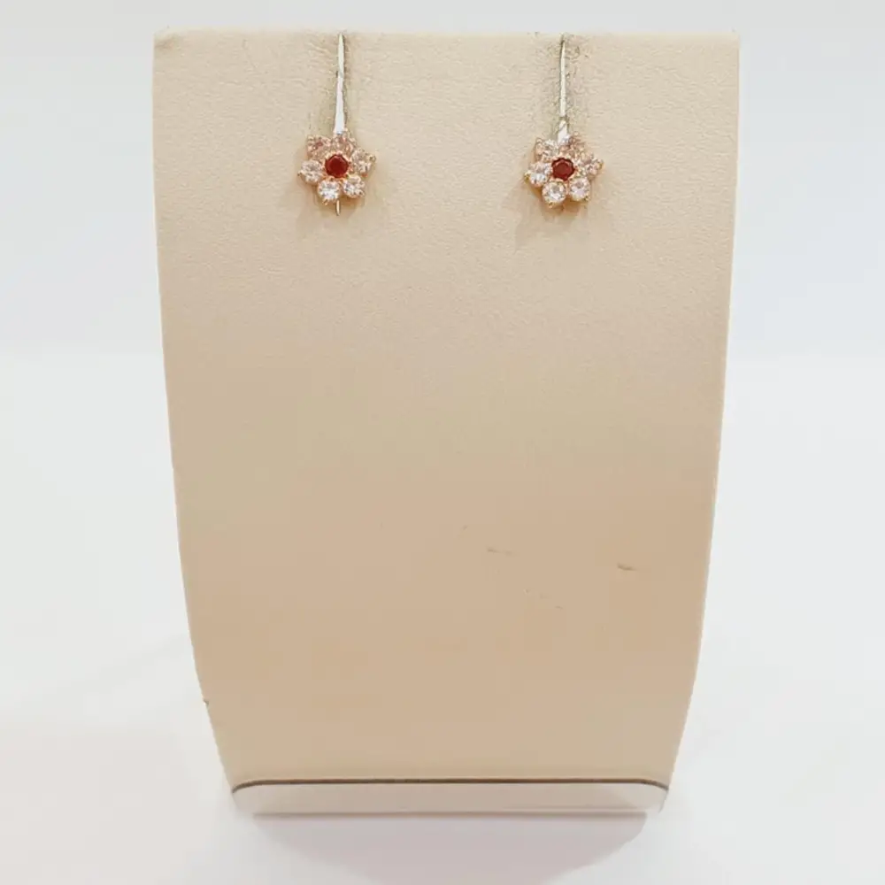 Серьги с фианитом из красного золота 585 пробы 1