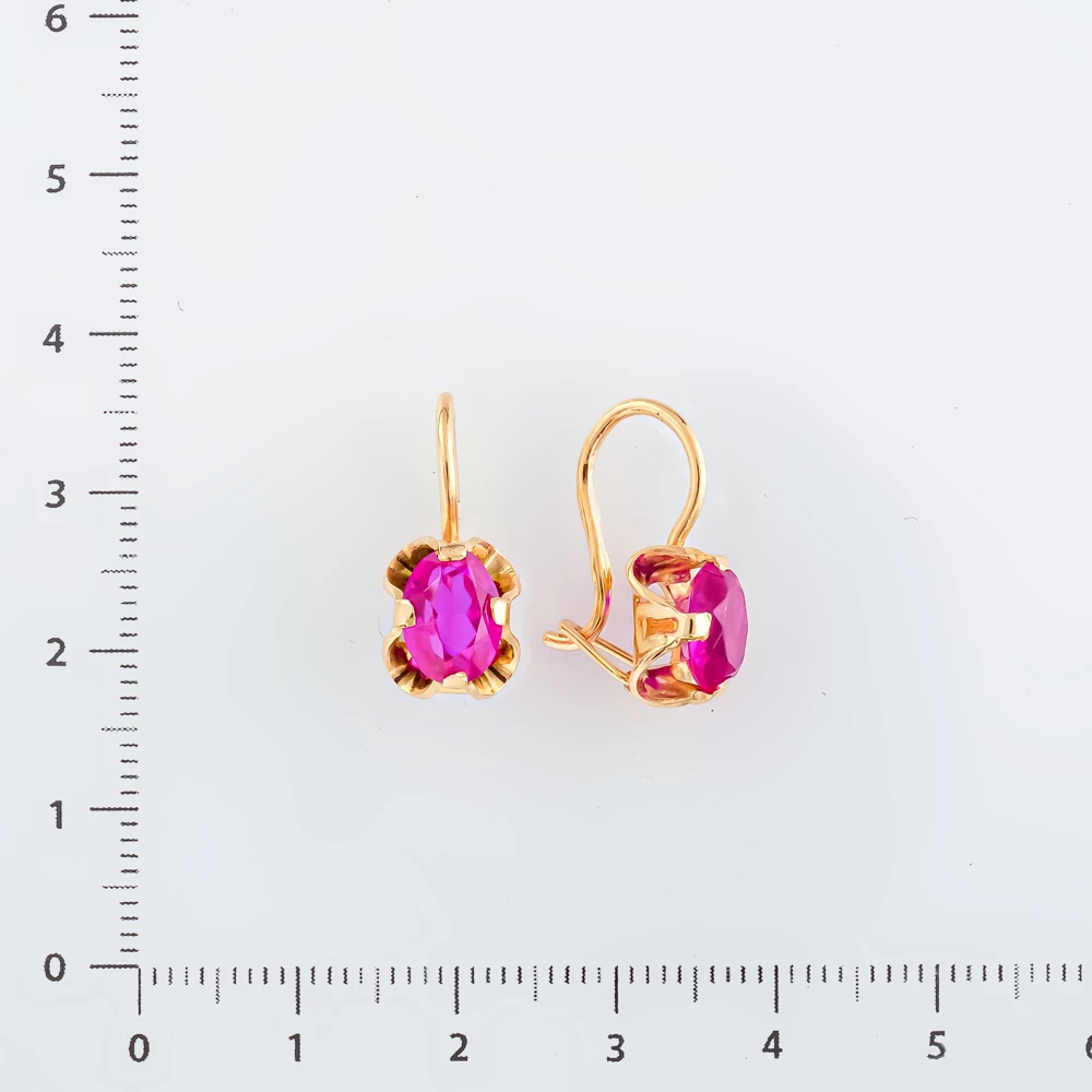Серьги с фианитом из красного золота 583 пробы