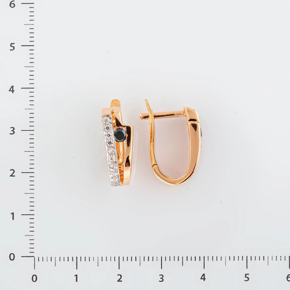 Серьги с фианитом из красного золота 585 пробы