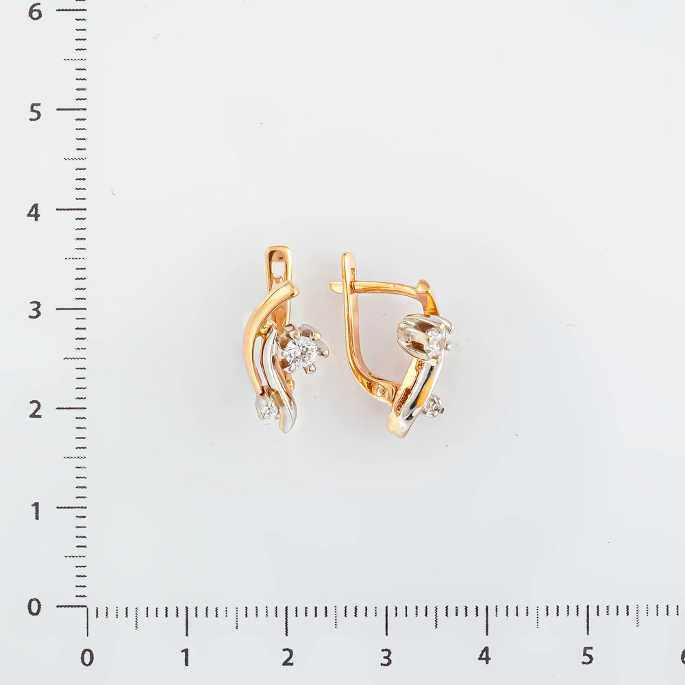 Серьги с фианитом из красного золота 585 пробы