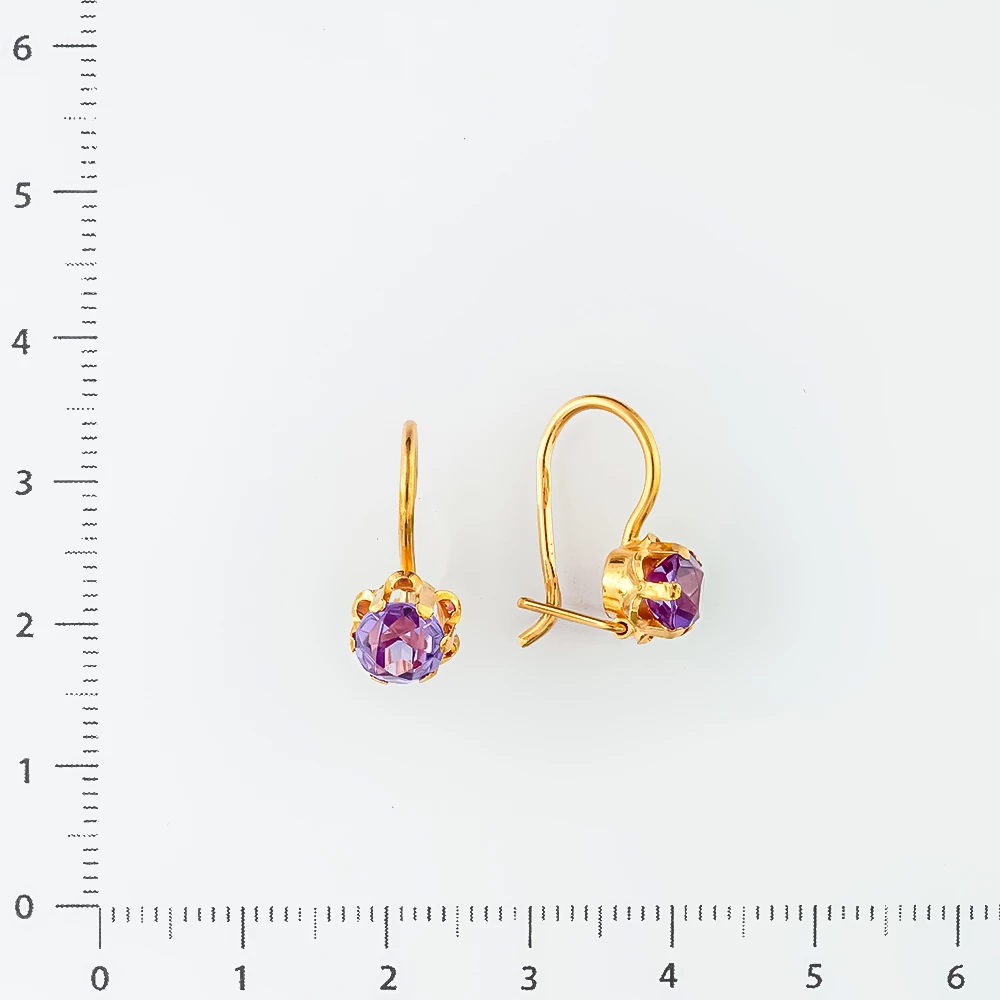 Серьги с фианитом из красного золота 583 пробы