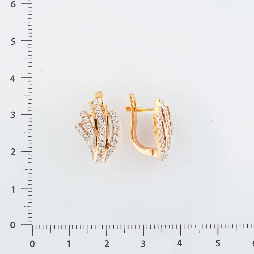 Серьги с фианитом из красного золота 585 пробы