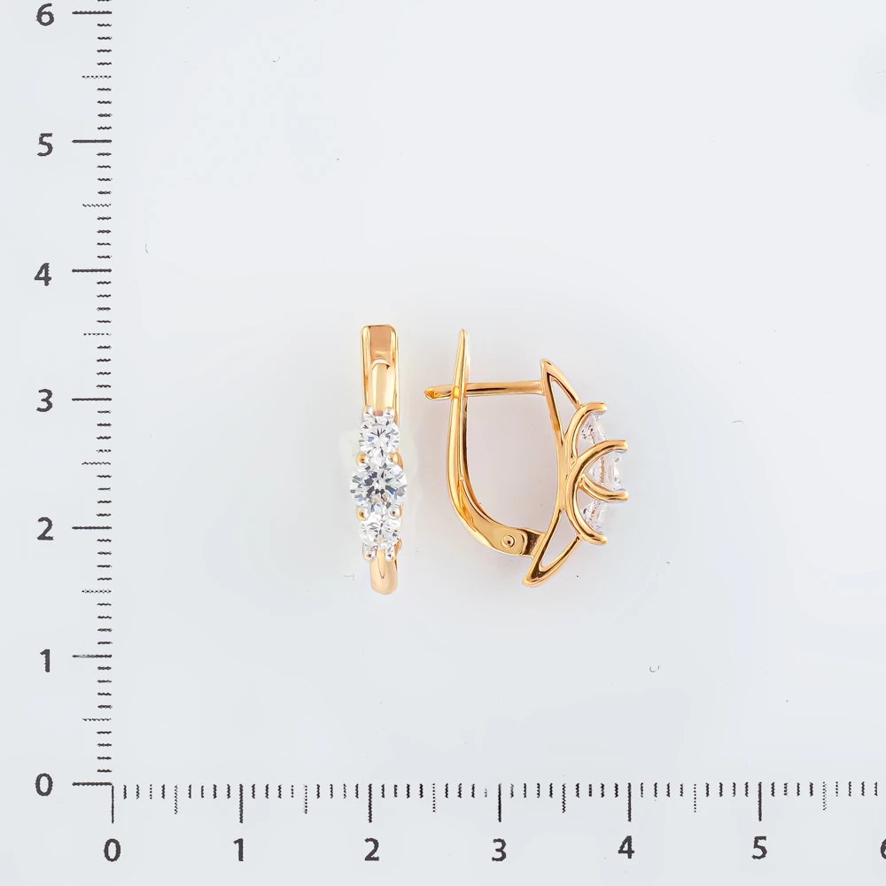 Серьги с фианитом из красного золота 585 пробы