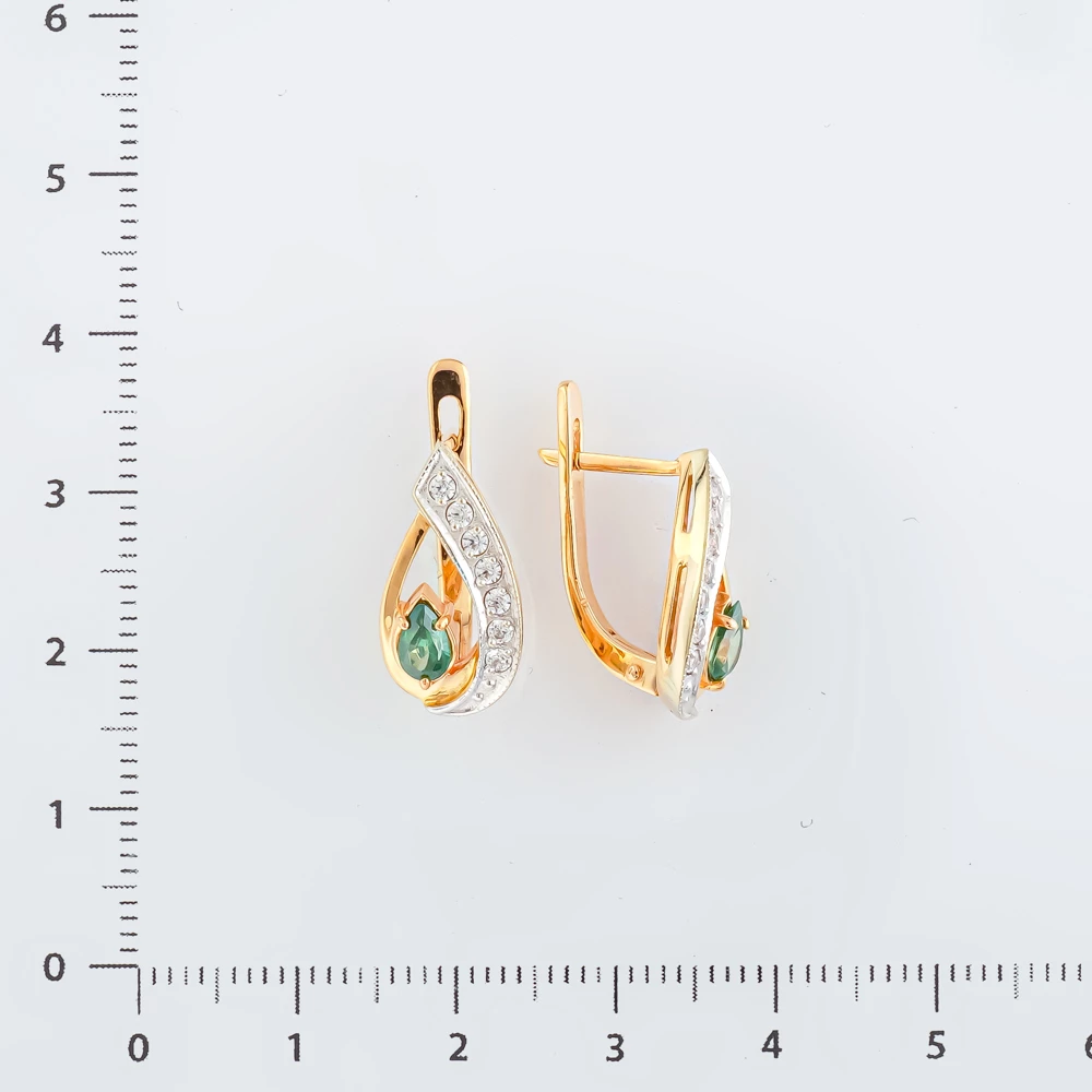 Серьги с фианитом из красного золота 585 пробы