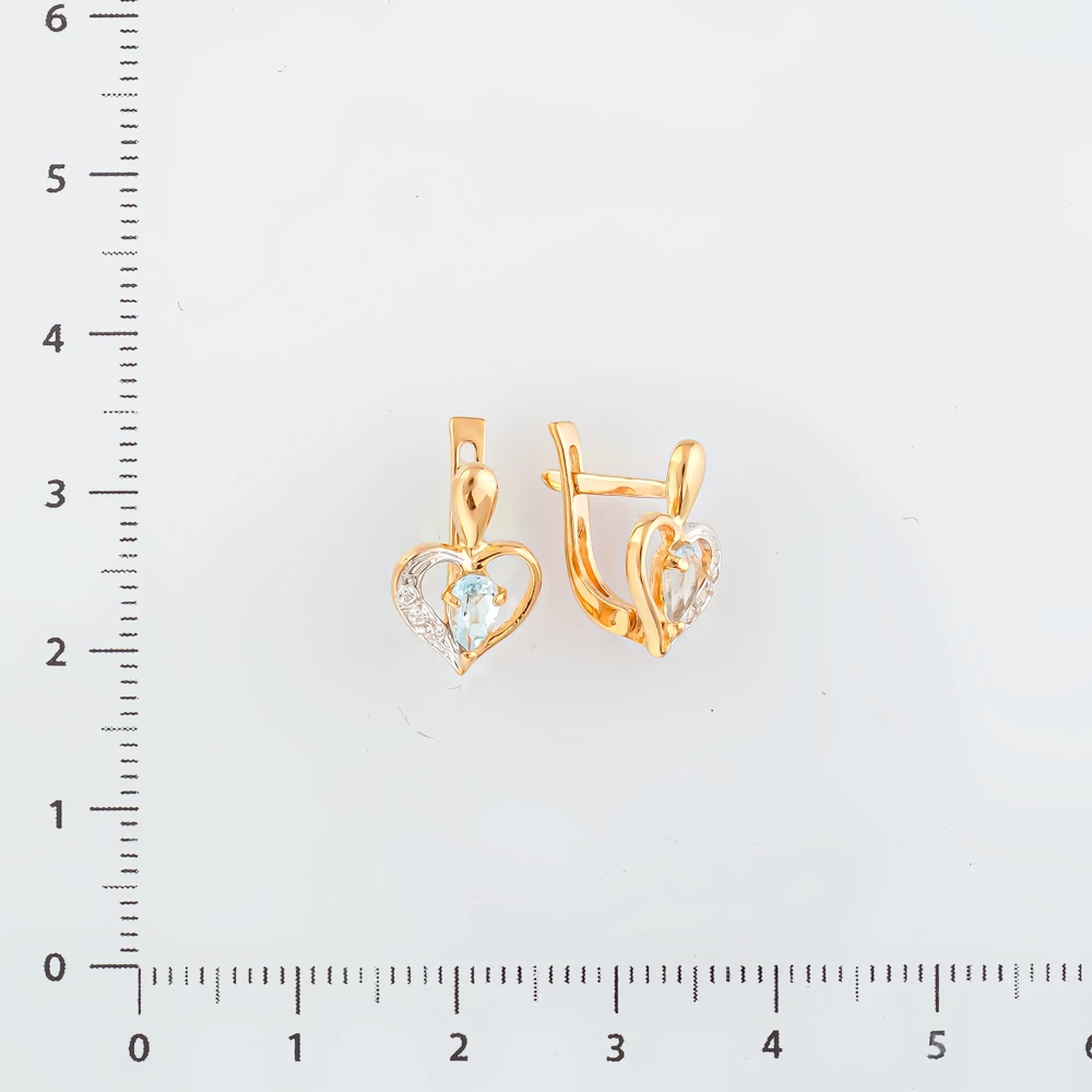 Серьги с фианитом из красного золота 585 пробы