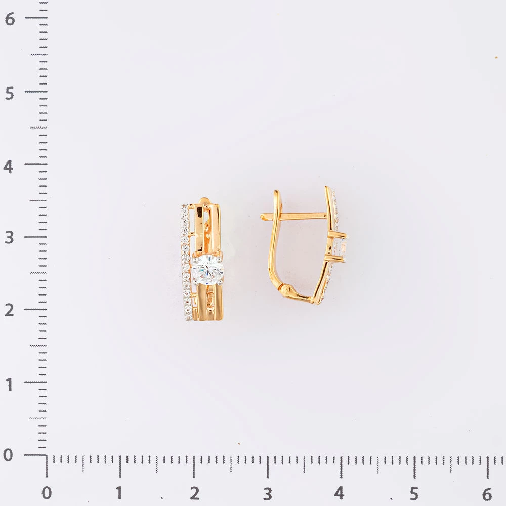 Серьги с фианитом из красного золота 585 пробы