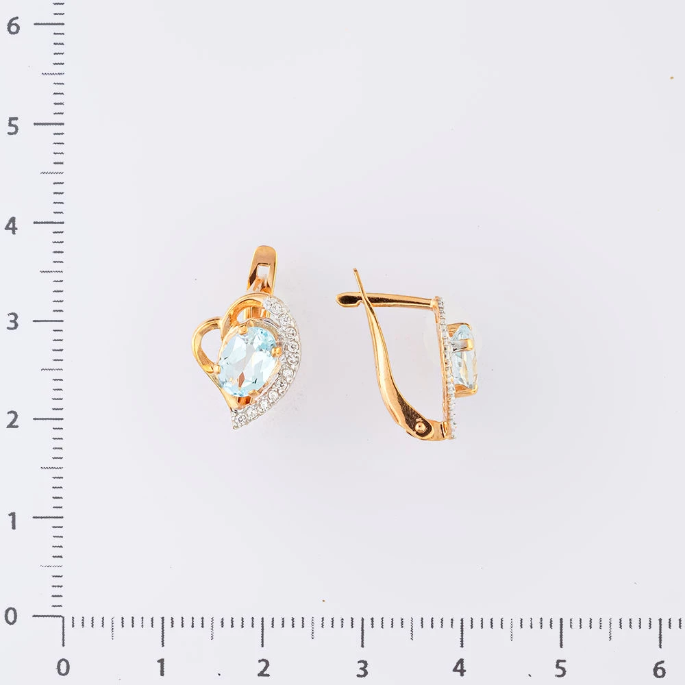 Серьги с топазом из красного золота 585 пробы