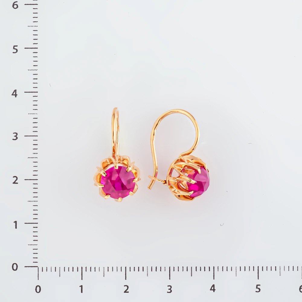 Серьги с фианитом из красного золота 583 пробы