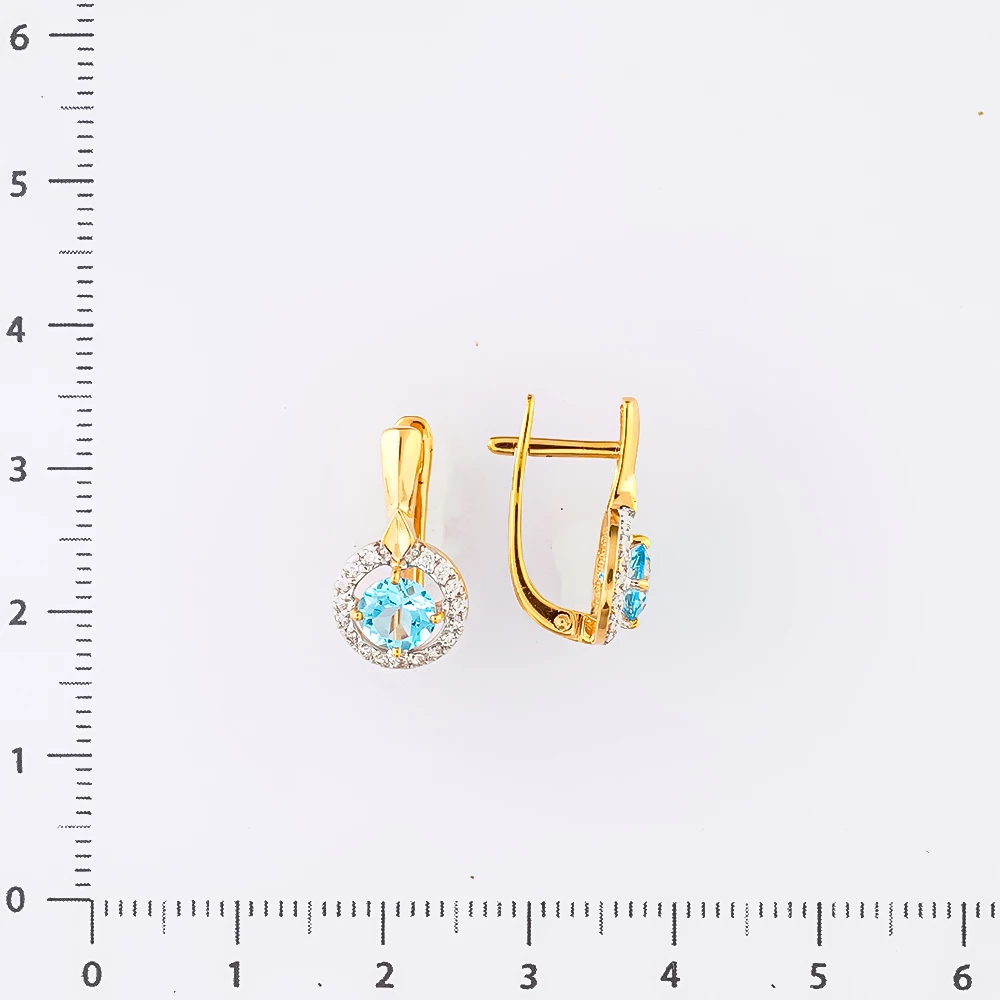 Серьги с топазом из красного золота 585 пробы