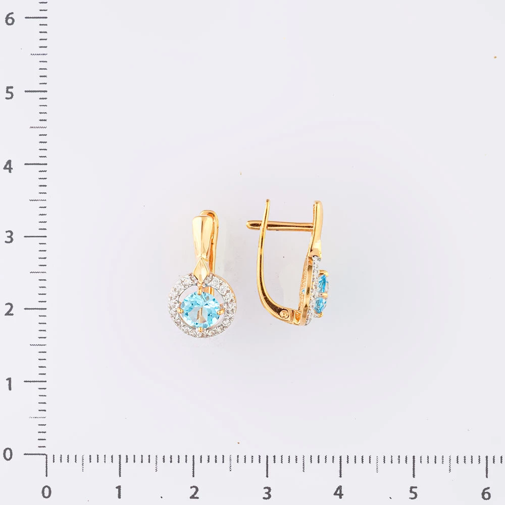 Серьги с топазом из красного золота 585 пробы