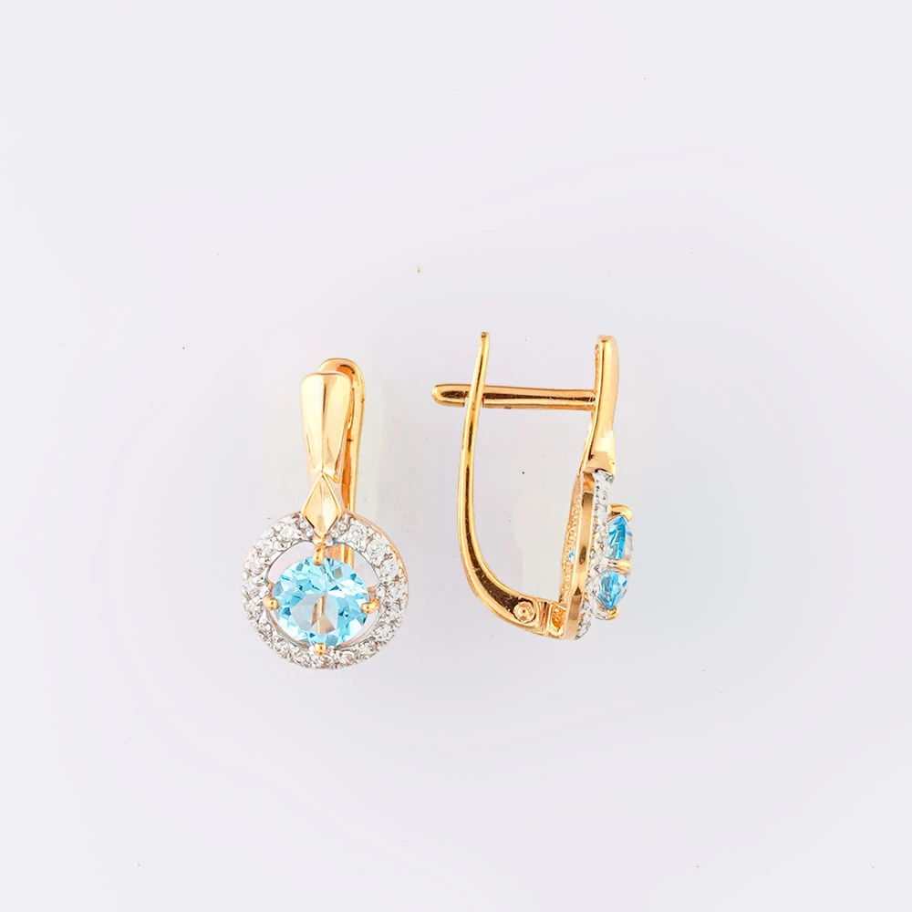 Серьги с топазом из красного золота 585 пробы