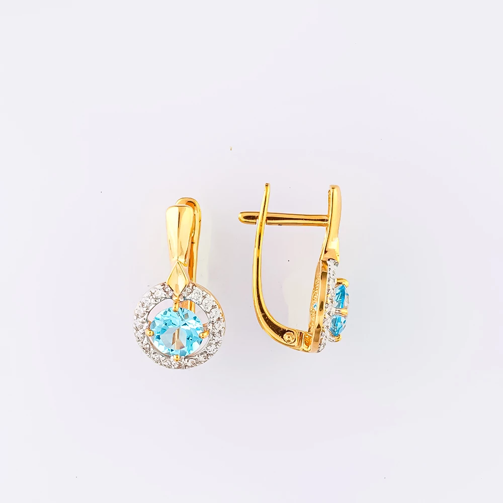 Серьги с топазом из красного золота 585 пробы