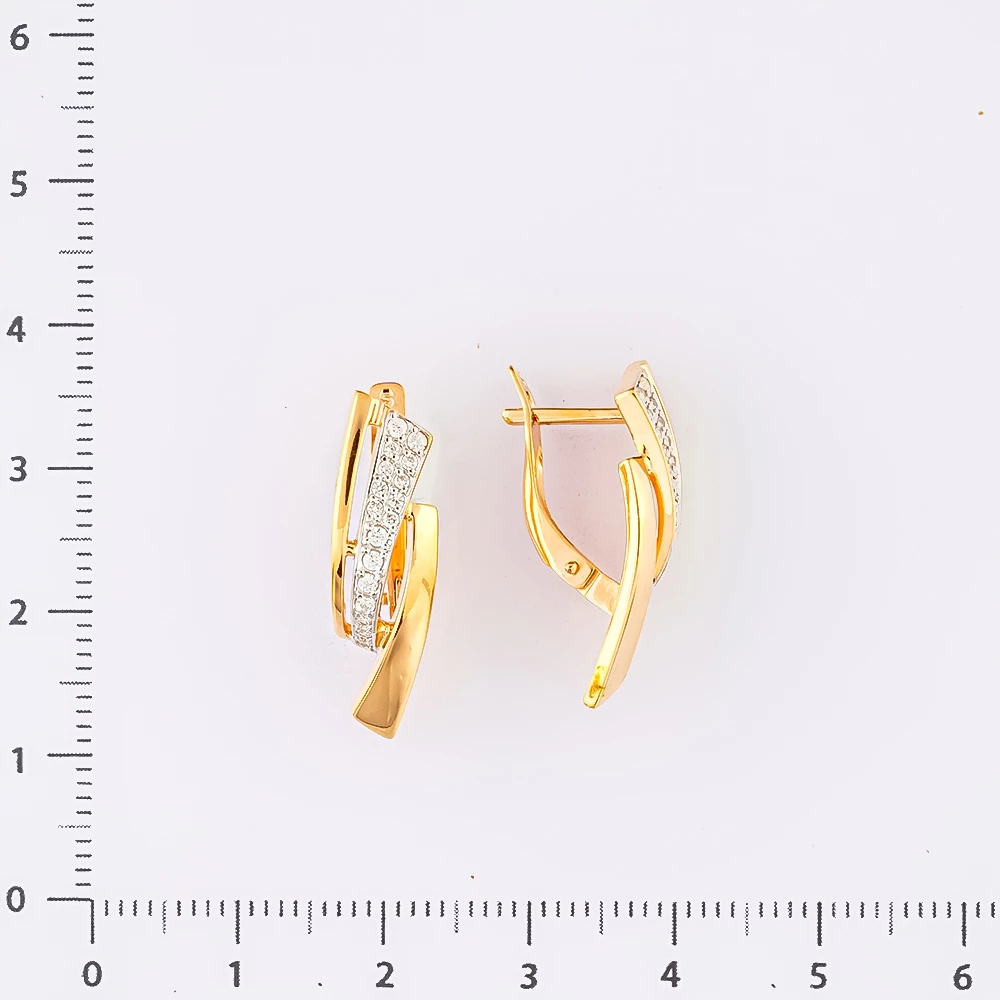 Серьги с фианитом из белого золота 585 пробы