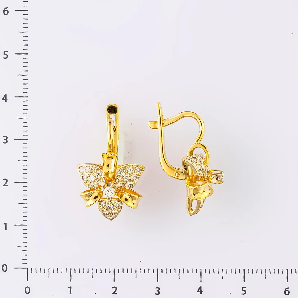 Серьги с бриллиантом из желтого золота 585 пробы