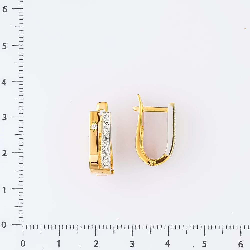 Серьги с фианитом из красного золота 585 пробы