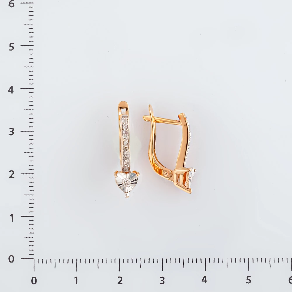 Серьги с бриллиантом из красного золота 585 пробы