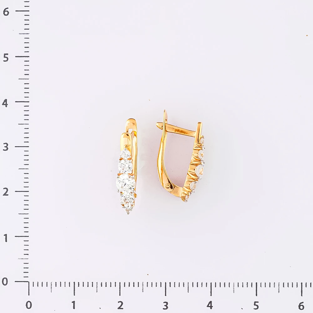 Серьги с фианитом из красного золота 585 пробы