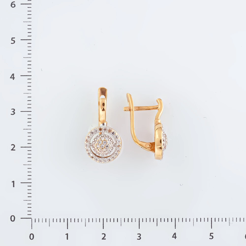 Серьги с фианитом из красного золота 585 пробы