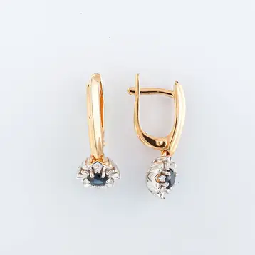 Серьги с сапфиром из красного золота 585 пробы