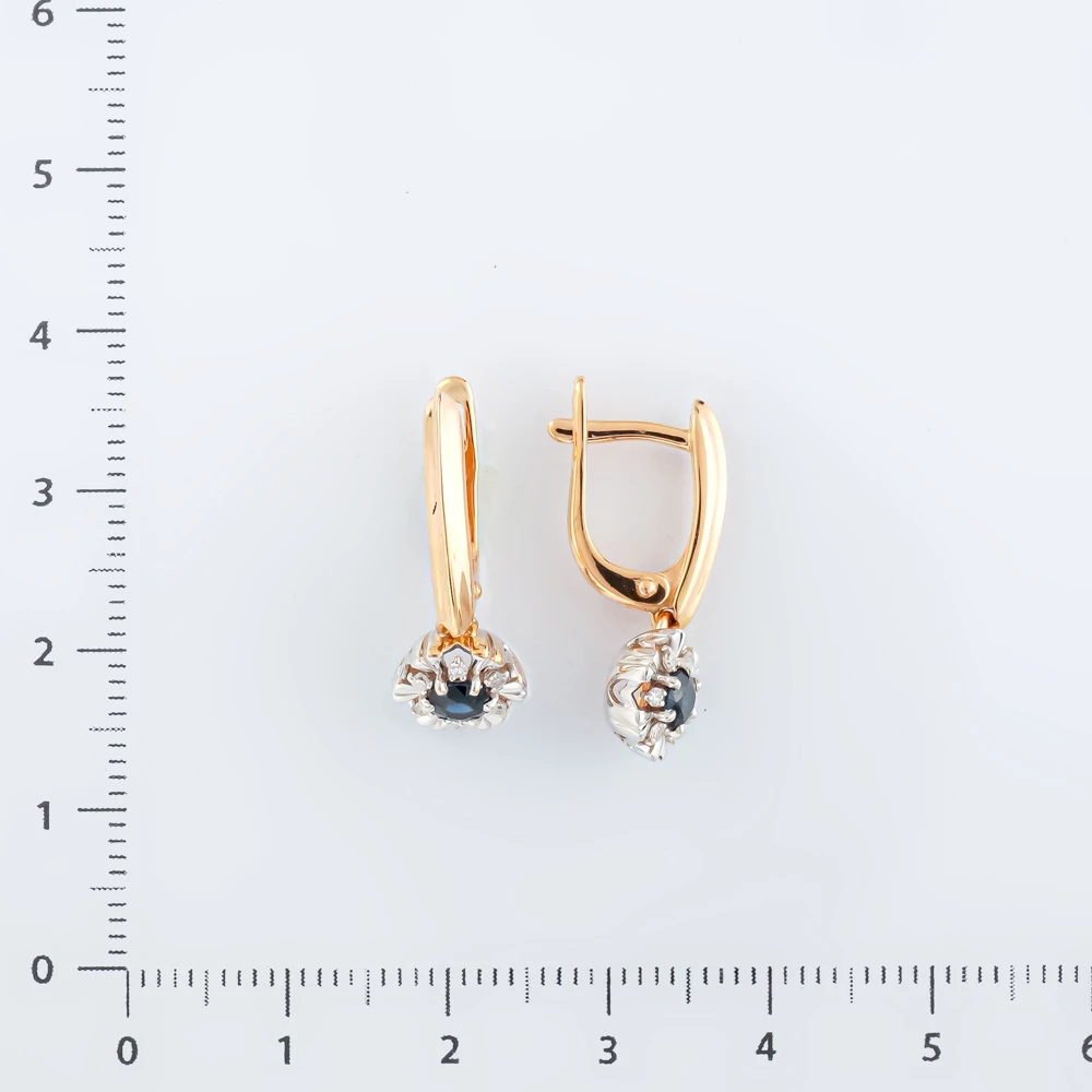 Серьги с сапфиром из красного золота 585 пробы