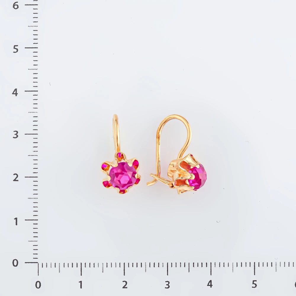 Серьги с фианитом из красного золота 583 пробы