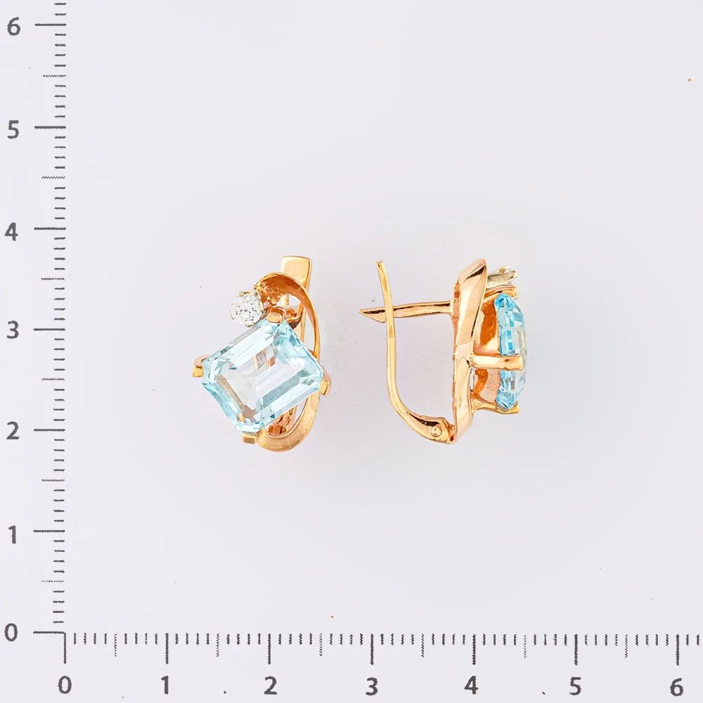 Серьги с топазом из красного золота 585 пробы