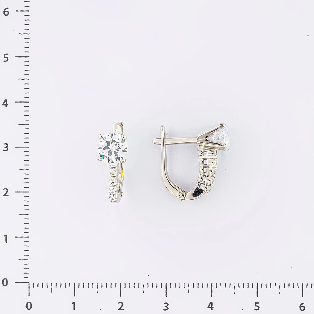 Серьги с фианитом из белого золота 585 пробы