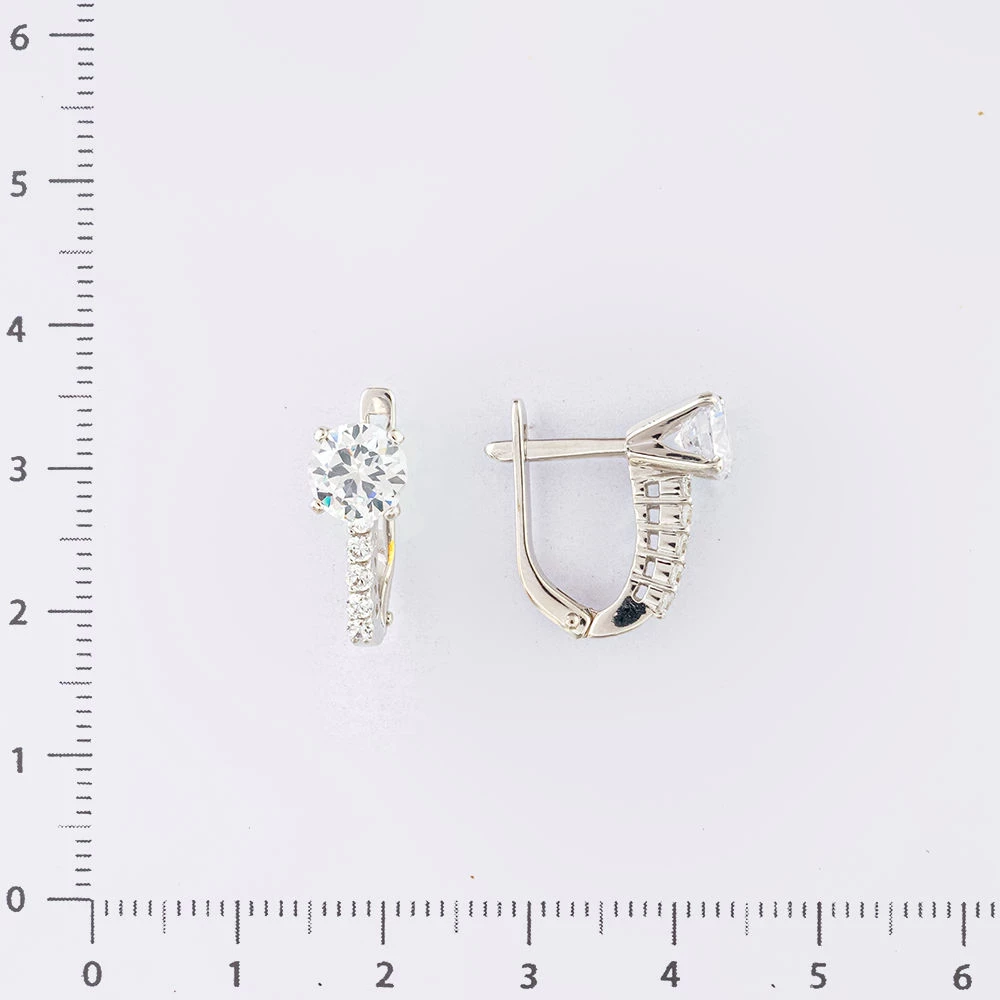 Серьги с фианитом из белого золота 585 пробы