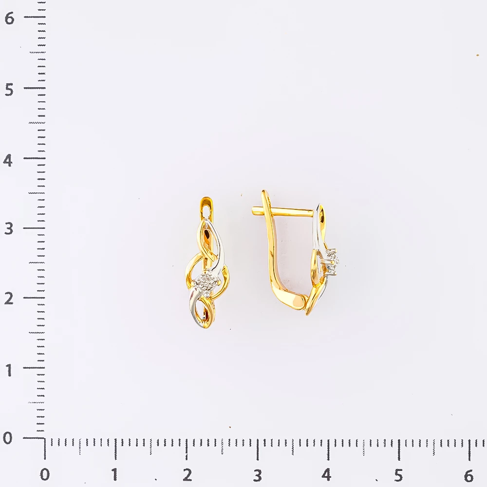 Серьги с бриллиантом из красного золота 585 пробы