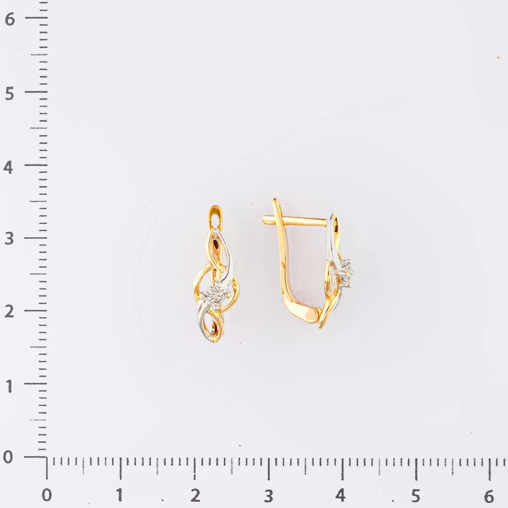 Серьги с бриллиантом из красного золота 585 пробы