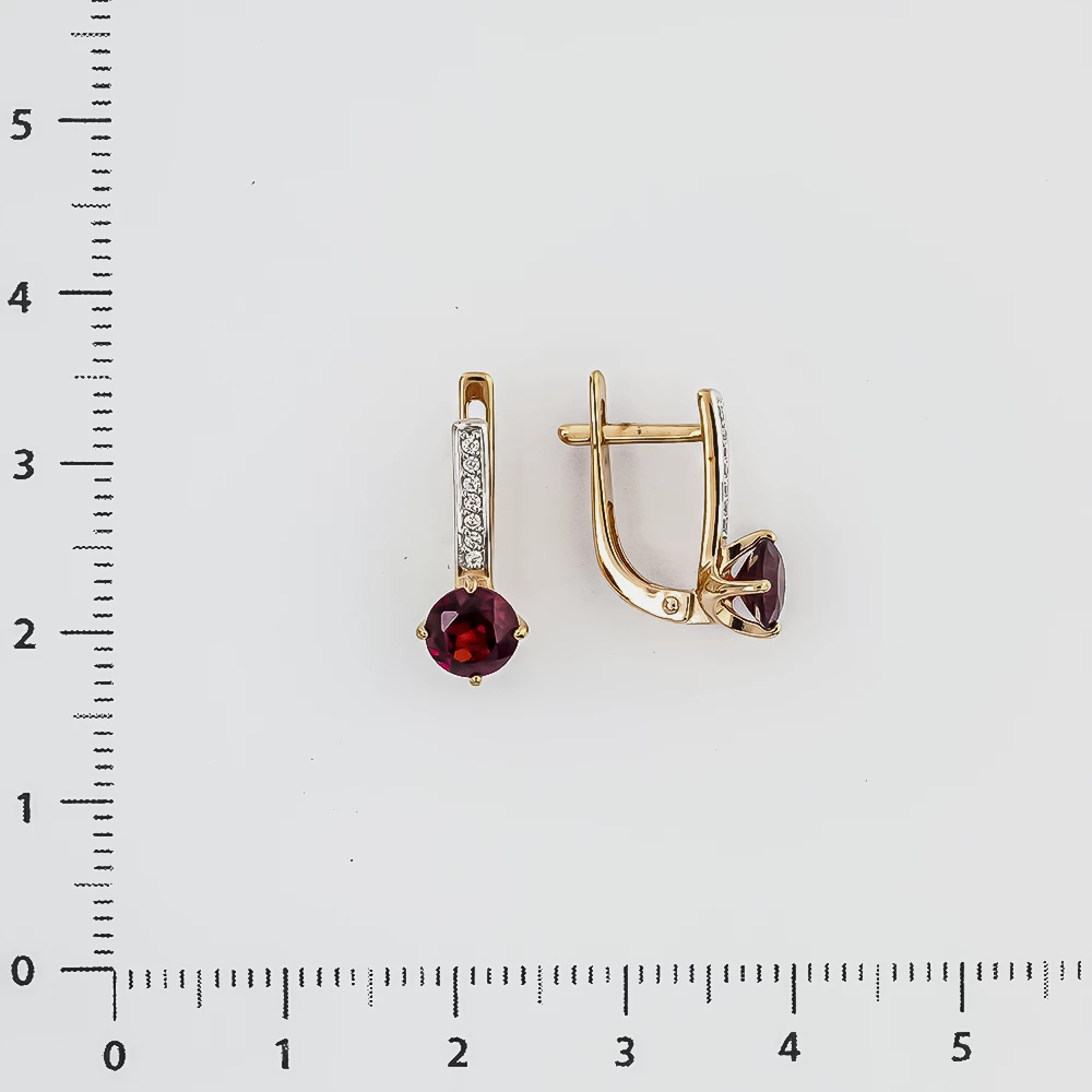 Серьги с гранатом из красного золота 585 пробы