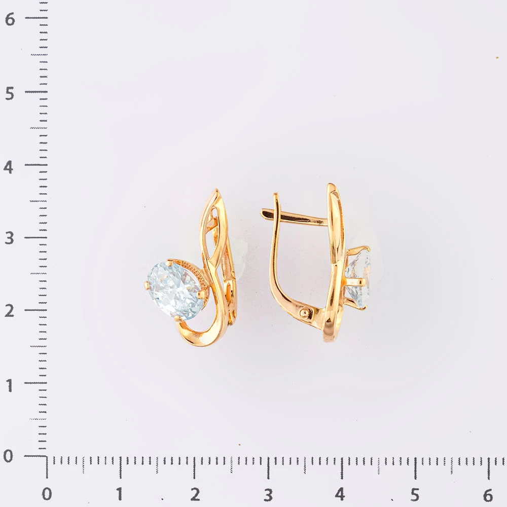 Серьги с топазом из красного золота 585 пробы