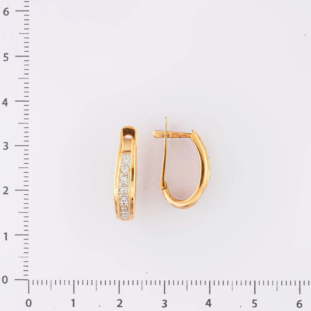 Серьги с фианитом из красного золота 585 пробы