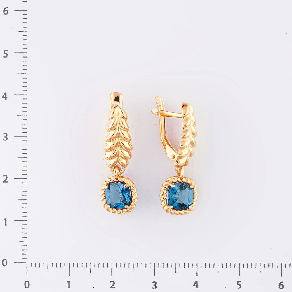 Серьги с ситаллом из красного золота 585 пробы