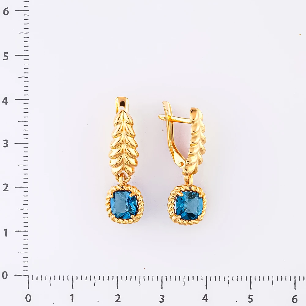 Серьги с ситаллом из красного золота 585 пробы